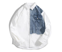 Load image into Gallery viewer, White Patch Denim Blouse-Modern Baby Las Vegas