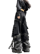 Load image into Gallery viewer, Metal Hole Ribbon Denim Jeans-Modern Baby Las Vegas