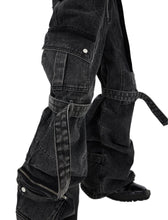 Load image into Gallery viewer, Dark Grey Strap Denim Jeans-Modern Baby Las Vegas