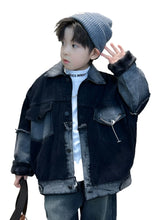 Load image into Gallery viewer, Black Patch Corduroy Denim Jacket-Modern Baby Las Vegas