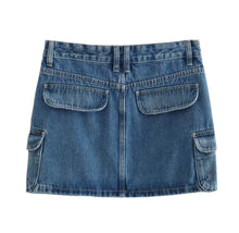 Load image into Gallery viewer, Multi- Pocket High Waist Denim Skirt-Modern Baby Las Vegas
