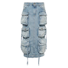 Load image into Gallery viewer, Multi-Pocket Long Denim Skirt-Modern Baby Las Vegas