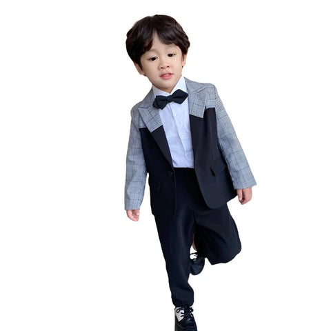 Patch Plaid Suit Jacket-Modern Baby Las Vegas