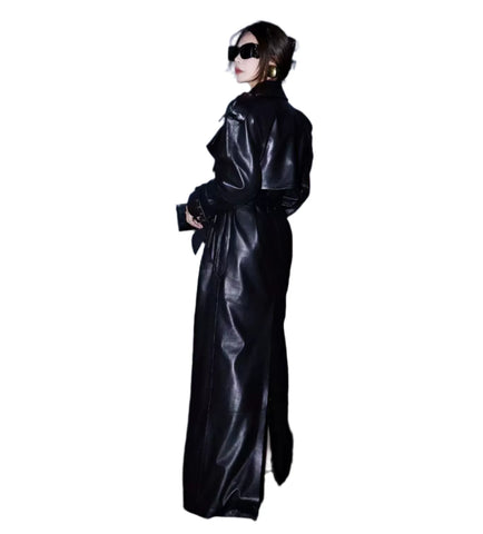 Camel Leather Trench Coat-Modern Baby Las Vegas