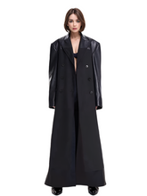 Load image into Gallery viewer, Leather Sleeve Patch Trench Coat-Modern Baby Las Vegas
