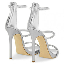 Load image into Gallery viewer, Silver 3-Strap Rhinestone Sandals-Modern Baby Las Vegas