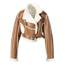 Load image into Gallery viewer, Leather Fur Buckle Jacket-Modern Baby Las Vegas