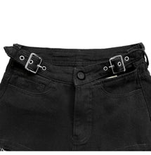 Load image into Gallery viewer, Black Punk Chain Denim Shorts-Modern Baby Las Vegas