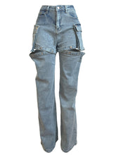 Load image into Gallery viewer, Zipper Fly Pocket Cargo Denim Jeans-Modern Baby Las Vegas
