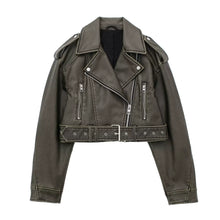 Load image into Gallery viewer, Leather Crop Motorcycle Jacket-Modern Baby Las Vegas