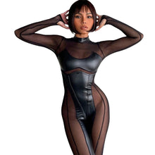 Load image into Gallery viewer, Hollow Out Patch Mesh Jumpsuit-Modern Baby Las Vegas