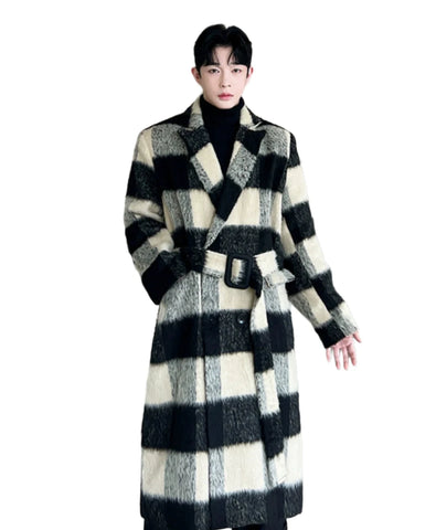 Plaid Wool Belted Coat-Modern Baby Las Vegas