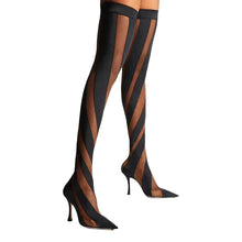 Load image into Gallery viewer, Pointed-Toe Striped Mesh Boots
