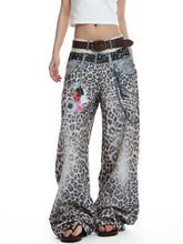 Load image into Gallery viewer, 3D Print Patch Leopard Baggy Jeans