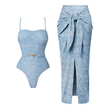 Load image into Gallery viewer, Printed Denim Swimsuit Collection