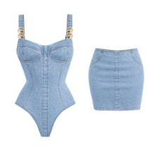 Load image into Gallery viewer, Printed Denim Swimsuit Collection