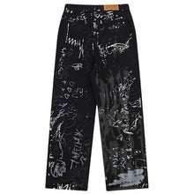 Load image into Gallery viewer, Graffiti Print Wide Denim Jeans-Modern Baby Las Vegas
