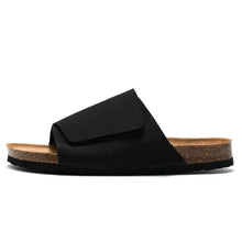 Load image into Gallery viewer, Single Strap Suede Leather Cork Slides-Modern Baby Las Vegas