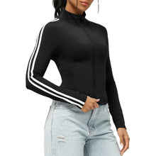 Load image into Gallery viewer, Striped Sleeve Yoga Jacket
