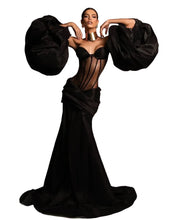 Load image into Gallery viewer, Off Shoulder Couture Mesh Patch Dress