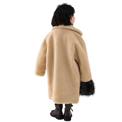 Beige Button Teddy Coat