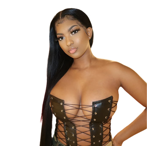 Leather Lace-Up Corset Top-Modern Baby Las Vegas