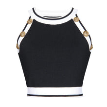 Load image into Gallery viewer, Knit Gold Button Crop Top And Skirt-Modern Baby Las Vegas
