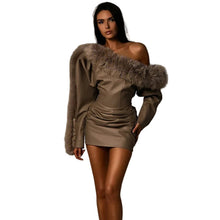 Load image into Gallery viewer, Fur Leather Dress