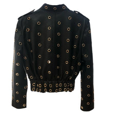 Load image into Gallery viewer, Cropped Small Gold Hole Leather Jacket-Modern Baby Las Vegas