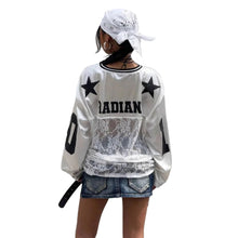 Load image into Gallery viewer, Lace Patch Number Sleeve Top-Modern Baby Las Vegas