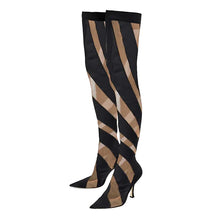 Load image into Gallery viewer, Pointed-Toe Striped Mesh Boots