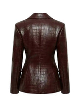 Load image into Gallery viewer, Brown Croc Leather Blazer