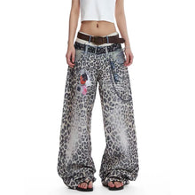 Load image into Gallery viewer, 3D Print Patch Leopard Baggy Jeans