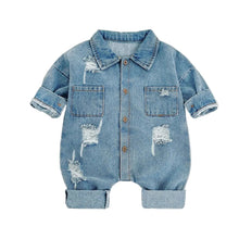 Load image into Gallery viewer, Ripped Denim Romper