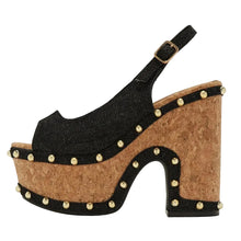 Load image into Gallery viewer, Denim Rivet Slingback Sandals