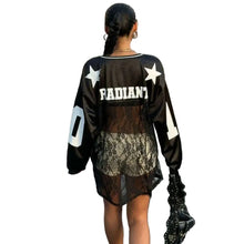 Load image into Gallery viewer, Lace Patch Number Sleeve Top