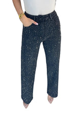 Load image into Gallery viewer, Silver Beaded Speckled Denim Jeans