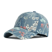 Load image into Gallery viewer, Denim Flower Print Baseball Cap