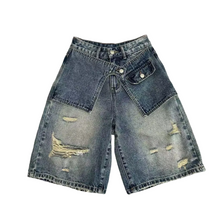 Load image into Gallery viewer, Layered Distressed Denim Shorts