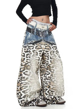 Load image into Gallery viewer, 3D Print Patch Faded Leopard Denim Jeans