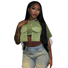 Load image into Gallery viewer, Irregular Pocket Crop Top-Modern Baby Las Vegas