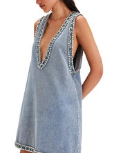 Load image into Gallery viewer, Crystal Lined Denim Mini Dress-Modern Baby Las Vegas