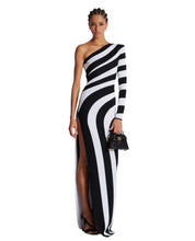 Load image into Gallery viewer, One-Shoulder Striped Slit Dress-Modern Baby Las Vegas