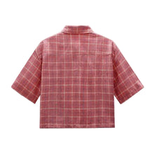 Load image into Gallery viewer, Short Sleeve Crystal Design Plaid Shirt