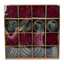 Load image into Gallery viewer, Red and Green Flocked Christmas Tree Ornaments