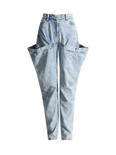 Load image into Gallery viewer, Patch Zipper Irregular Denim Jeans-Modern Baby Las Vegas