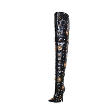 Load image into Gallery viewer, Luxury Gold Crystal Thigh-high Boots-Modern Baby Las Vegas