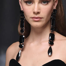 Load image into Gallery viewer, Black Crystal Dangle Earrings-Modern Baby Las Vegas