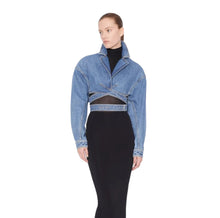Load image into Gallery viewer, Crop Wrap Denim Jacket Top-Modern Baby Las Vegas