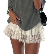 Load image into Gallery viewer, Pleated Lace Mini Skirt